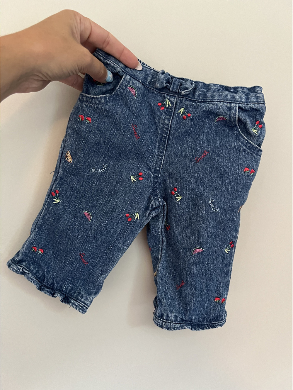 Vintage Koala Kids Girls Fruit Embroidery Pants